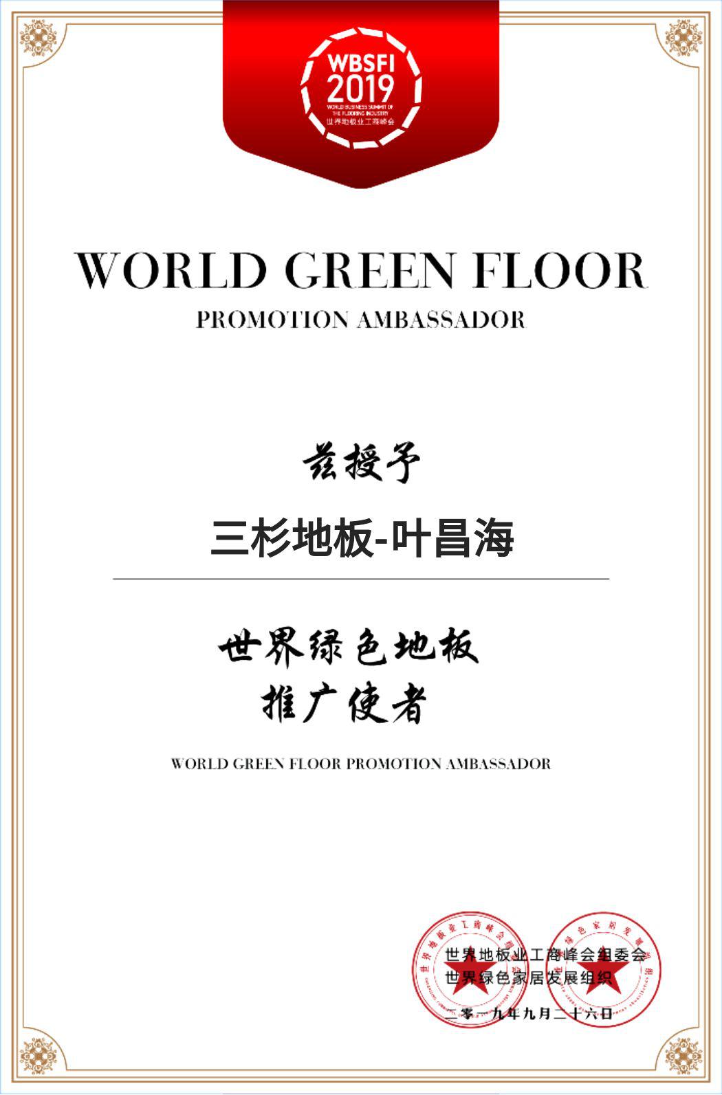 三杉地板出席2019世界地板业工商峰会并荣获产品银奖