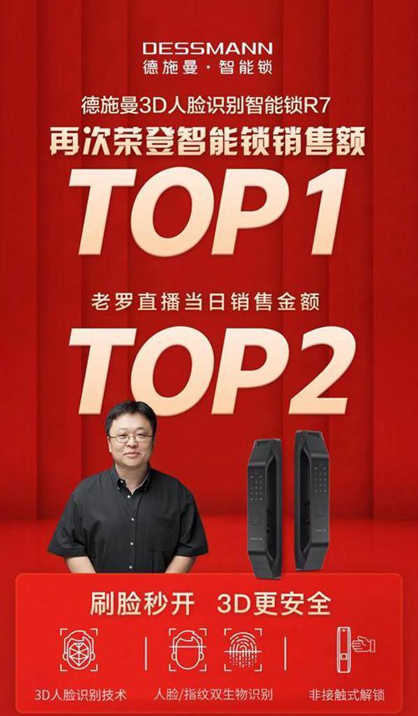 德施曼携手“抖音带货一哥”罗永浩 实现智能锁R7口碑销量双丰收