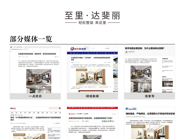达斐丽获超300家媒体跟踪报道，日后将不忘初心，继续提供高品质全屋定制服务