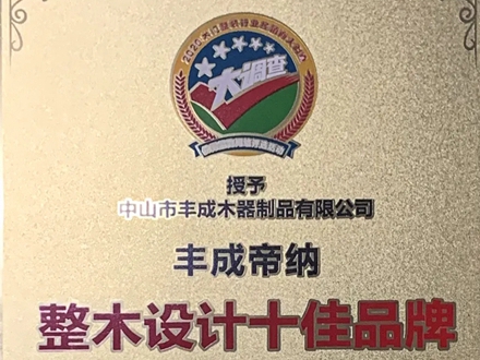 丰成帝纳全屋整木定制荣获“整木设计十佳品牌”殊荣