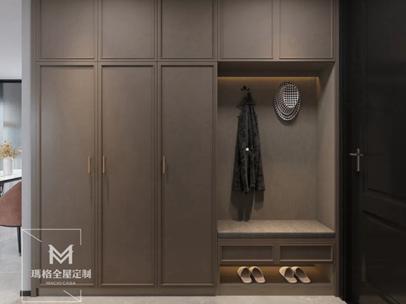 玛格全屋定制：这130㎡极致灰简约新家，电视柜美到邻居流连忘返！
