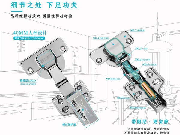 格曼尼全屋定制自研自产304不锈钢静音铰链为经销商赋能