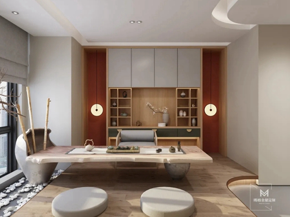 玛格全屋定制|184m²禅意新中式新房，绝美轻奢，每一面都很美！