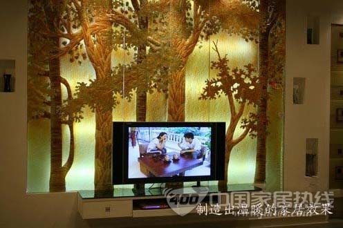 评测：佳诚金树林艺术玻璃背景墙 别致艺术装扮