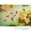 艺术玻璃背景墙 富贵有余