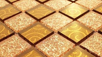 茶色祥云玻璃加粉钻马赛克