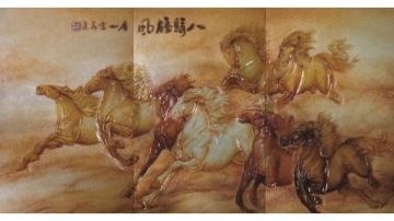 八骏雄风图艺术玻璃