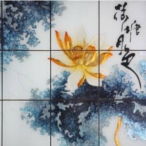 点亮 亮点艺术玻璃产品推荐-电视背景墙-荷塘月色YG1315 