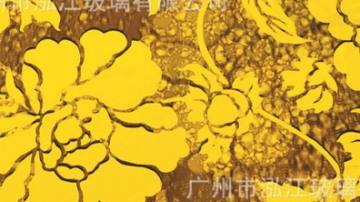 大嘉诺艺术玻璃产品推荐-砂雕彩绘系列-牡丹(金色）B0102