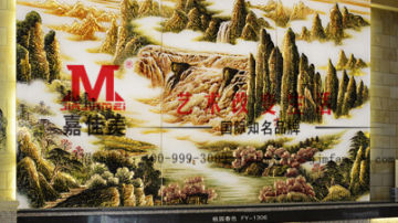 嘉佳美艺术玻璃产品推荐-豪华背景墙-桃园春色FY-1306