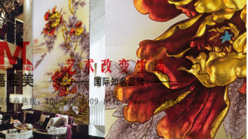嘉佳美艺术玻璃产品推荐-过道背景墙-金牡丹FY-1140