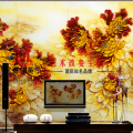 嘉佳美艺术玻璃产品推荐-电视背景墙-富贵红FY-1209