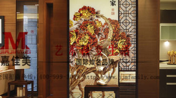 嘉佳美艺术玻璃产品推荐-过道背景墙-富贵之家FY-1301 