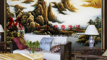  嘉佳美艺术玻璃产品推荐-沙发背景墙-日出金山FY-1305