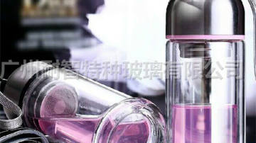 新款高硼硅耐热玻璃双层盖子COCO杯可爱便携创意杯盖