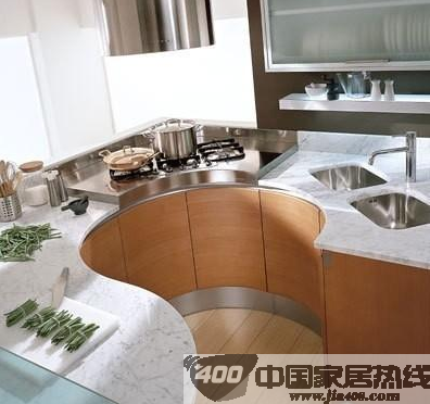弧形橱柜 经典设计 打造厨房艺术品 弧形橱柜 经典设计 打造厨房艺术品