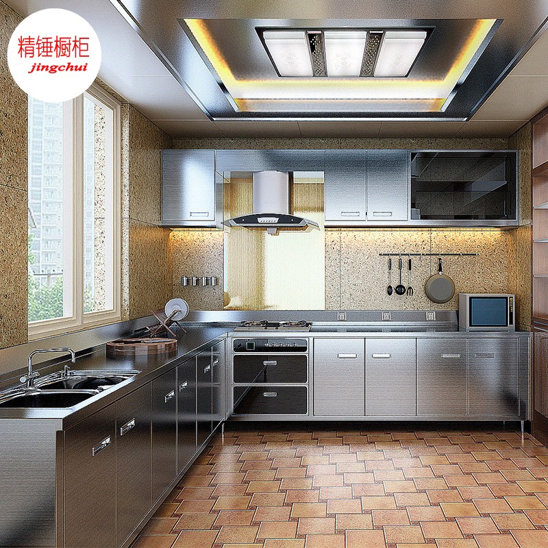 精锤整体厨房，不锈钢橱柜