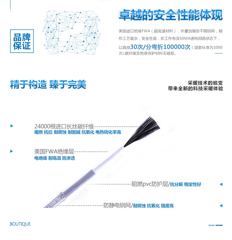 安逸碳纤维地暖地砖专用发热线