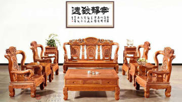 广东集古韵今缅甸花梨客厅沙发红木家具批发加盟