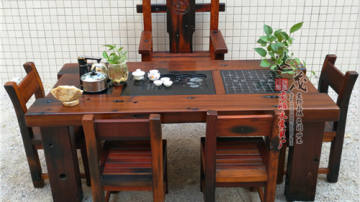 老船木茶桌 原生态会客实木茶台沉船木阳台小茶几功夫茶桌椅组合