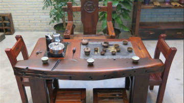 老船木家具茶台，船木带挡板茶台
