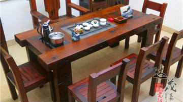 仿古老船木茶桌椅组合中式功夫茶台茶几阳台小型茶桌客厅实木家具