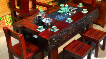 老船木海螺孔龙骨茶台茶桌茶几