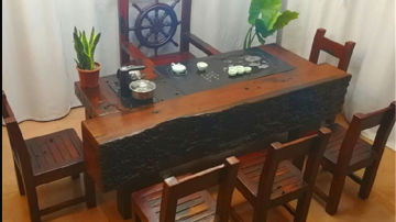 新款老船木茶台船木沙发无油漆茶台船木灯架船木茶桌