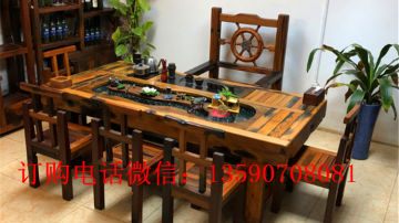 老船木茶台实木茶桌船木茶几茶台船木沙发博古架 