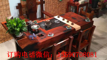 老船木茶几天然海螺孔龙骨茶台组合船木茶桌椅   