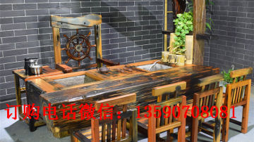 老船木茶几老船木茶台中式原木喝茶桌船木沙发 