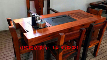 老船木茶桌实木简约功夫茶几老船木龙骨茶桌椅组合 