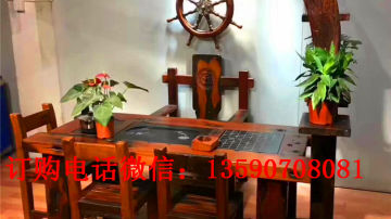 老船木茶台实木茶桌船木茶几茶台船木沙发博古架 