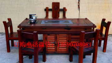 老船木茶桌 实木简约功夫茶艺桌老船木龙骨茶桌椅组合 