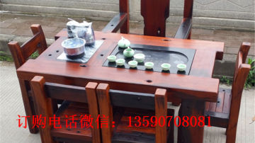 老船木茶几茶台茶桌简约大板茶桌椅组合 
