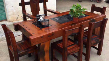 老船木茶几天然海螺孔龙骨茶台组合船木茶桌椅   