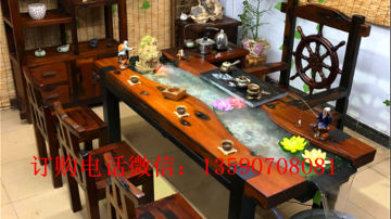 老船木茶台茶桌椅组合实木茶几功夫泡茶桌 