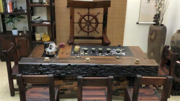 老船木茶桌椅组合实木功夫茶几大户型简约茶台中式客厅创意家具