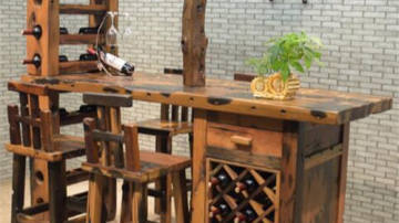 老船木家具简约吧台椅组合实木红酒吧台酒店酒吧会所小吧台桌家用