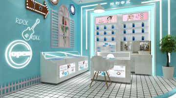 专业验配店_眼镜店装修_时代传美眼镜店展柜