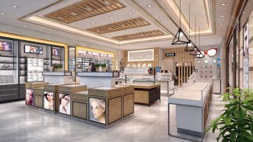 直通车眼镜店_眼镜店装修_时代传美眼镜店展柜