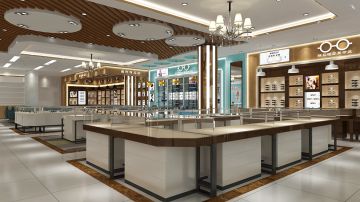 专业验配店_眼镜店装修_时代传美眼镜店展柜