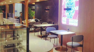厦门欣百恒餐饮家具主题餐厅水磨石餐桌餐椅卡座全店整装定制