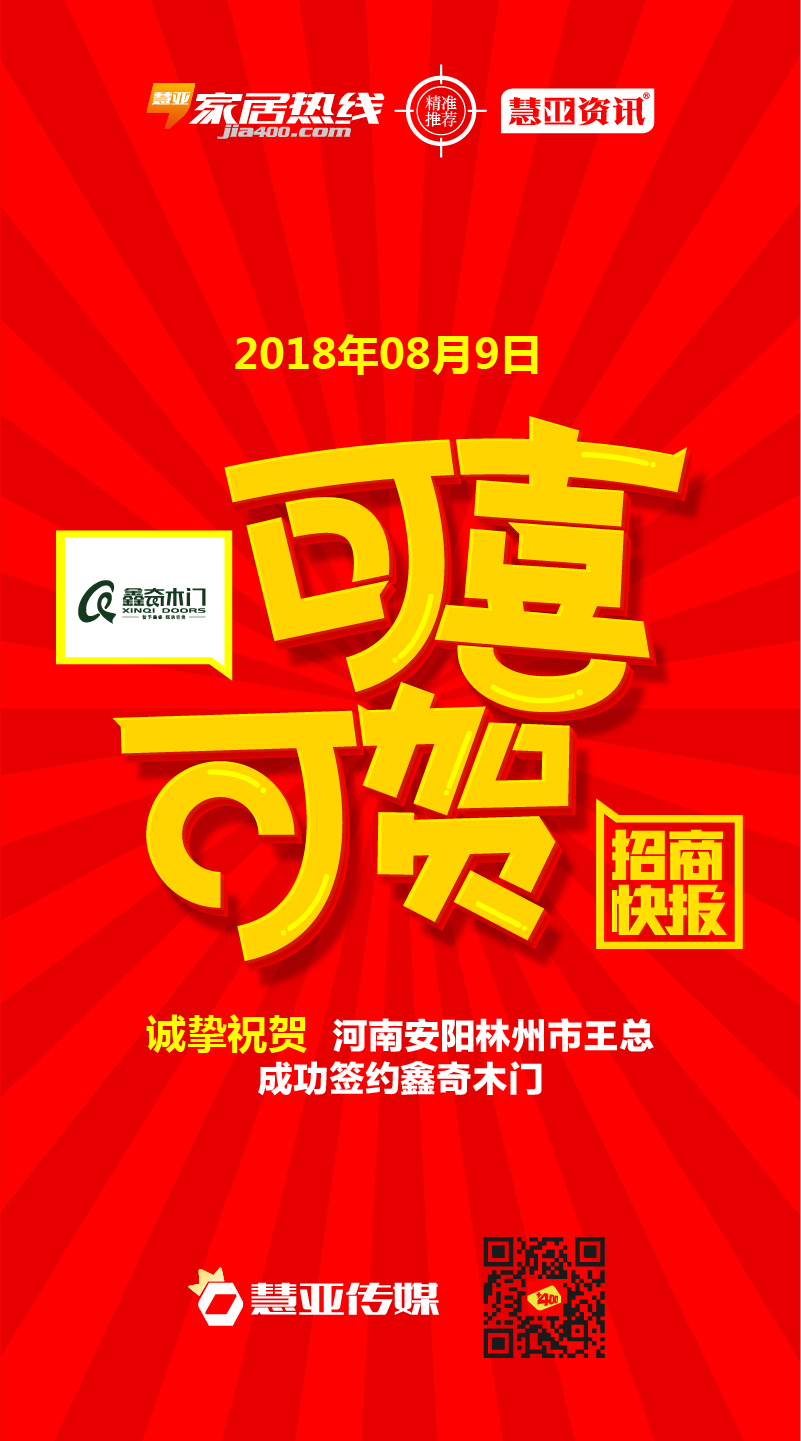 热烈庆贺河南省安阳林州市王*成功签约鑫奇木门
