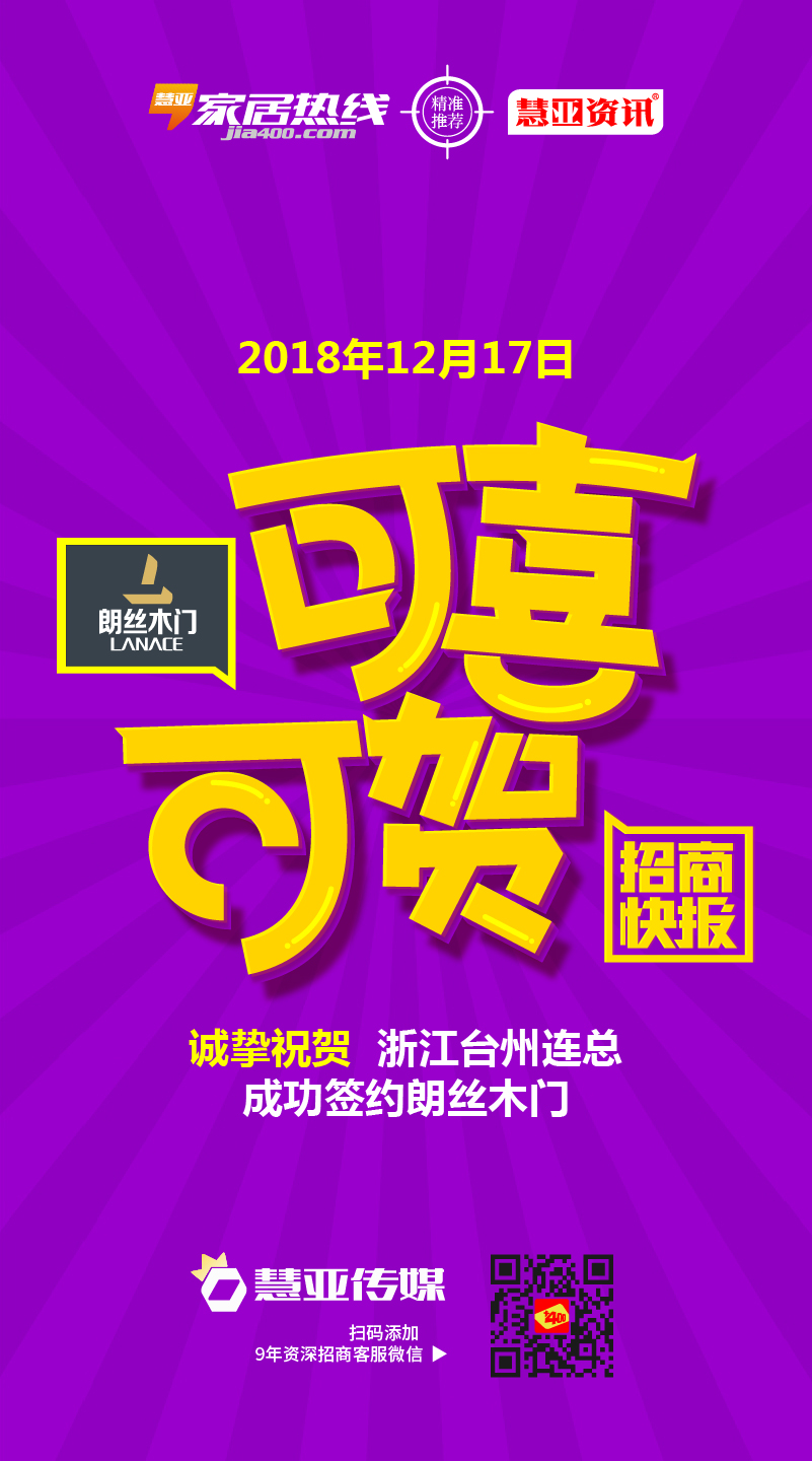 热烈祝贺浙江省台州市连*签约朗丝木门