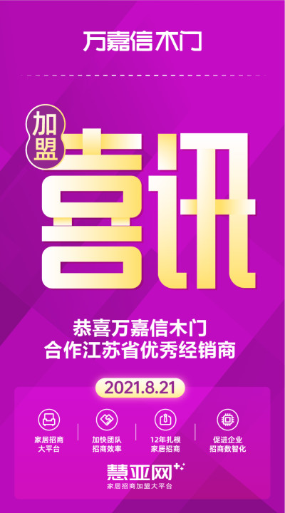 恭喜万嘉信木门合作江苏省优秀经销商