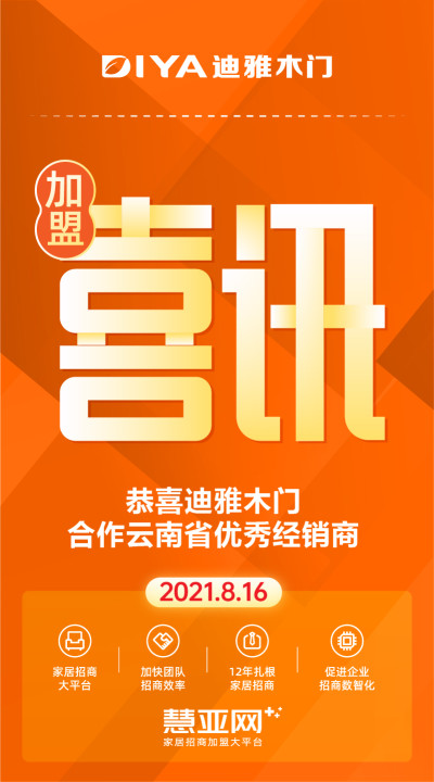 恭喜迪雅木门合作云南省优秀经销商