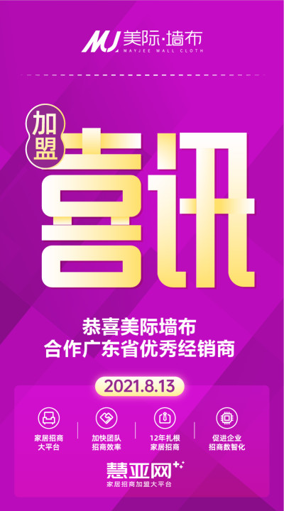 恭喜美际墙布合作广东省优秀经销商