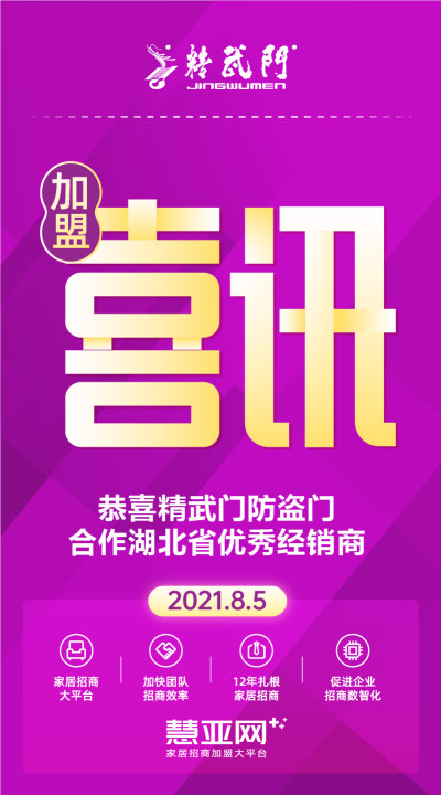 恭喜精武门防盗门合作湖北省优秀经销商