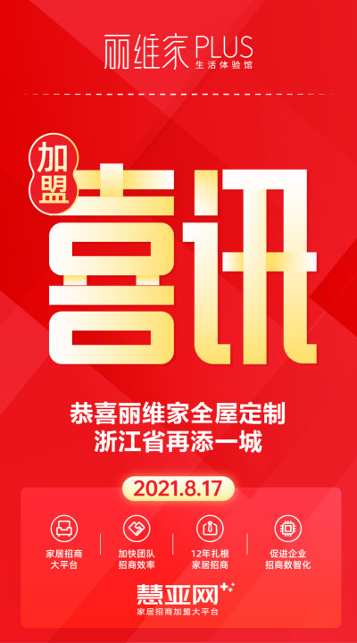 恭喜丽维家全屋定制浙江省再添一城